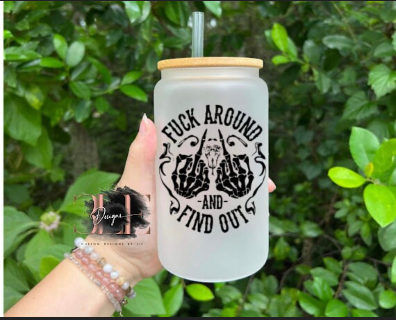 Fuck Around And Find Out Frosted Glass Cup, Patriotic Cup, Sarcastic Gift For Adults, Funny Gift For Friend, Glass Tumbler, Funny Glass Cup