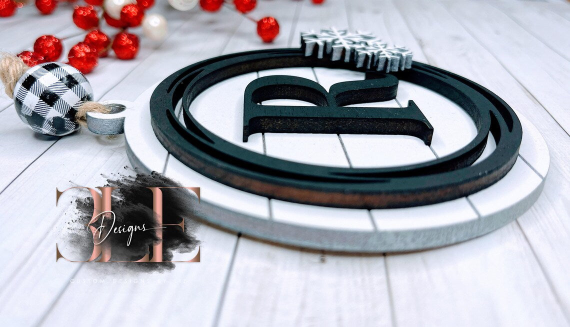 Personalized Farmhouse Ornament, Farmhouse Monogram Ornament, Personalized Ornament, Custom Ornament, Christmas in July, Custom Stocking Tag