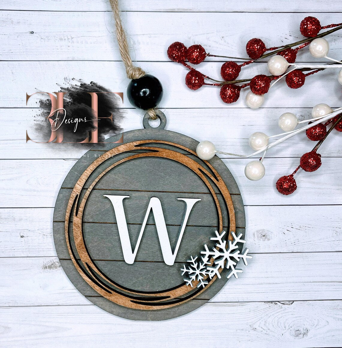 Personalized Farmhouse Ornament, Farmhouse Monogram Ornament, Personalized Ornament, Custom Ornament, Christmas in July, Custom Stocking Tag