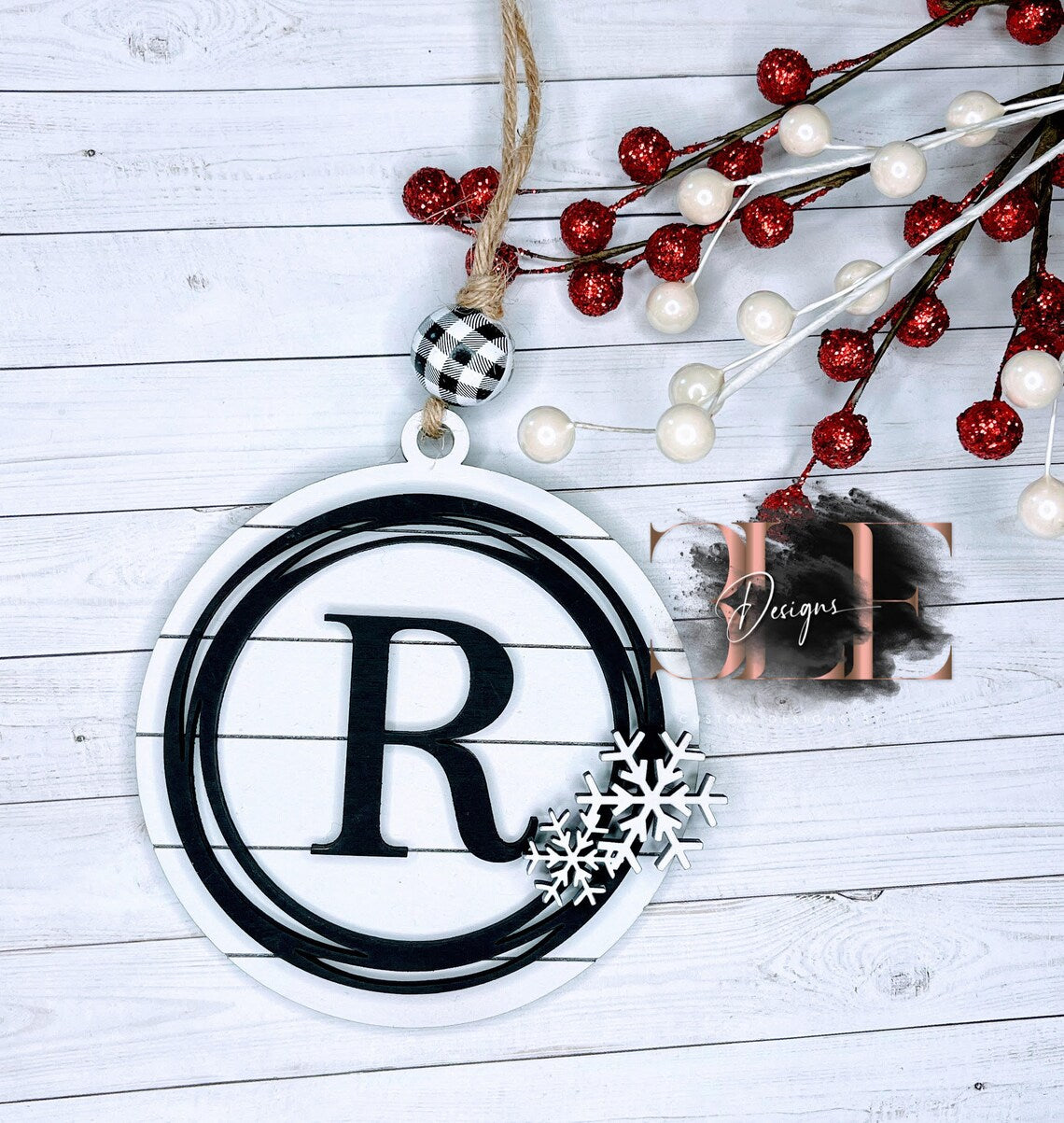 Personalized Farmhouse Ornament, Farmhouse Monogram Ornament, Personalized Ornament, Custom Ornament, Christmas in July, Custom Stocking Tag