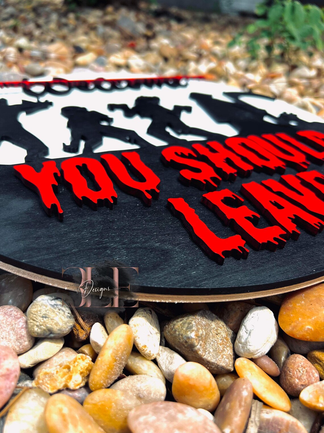 You Should Leave Halloween Door Hanger, Halloween Horror Door Sign, Funny Halloween Door Hanger, Zombie Halloween Wreath, New Home Owner