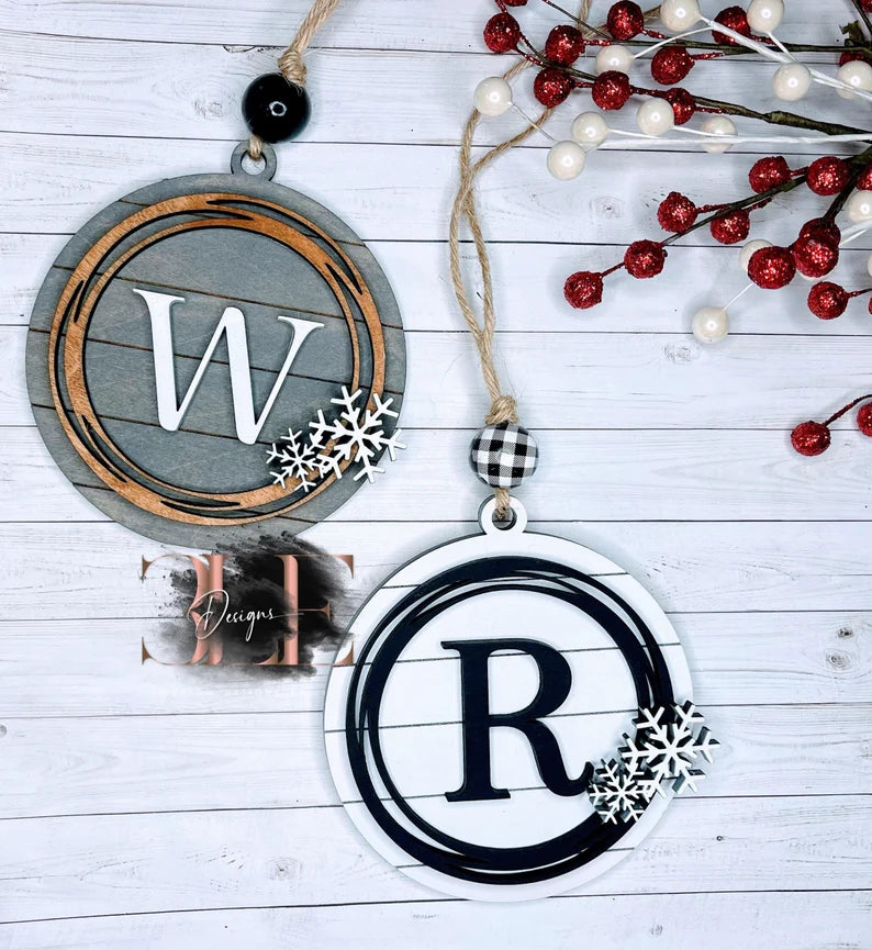 Personalized Farmhouse Ornament, Farmhouse Monogram Ornament, Personalized Ornament, Custom Ornament, Christmas in July, Custom Stocking Tag