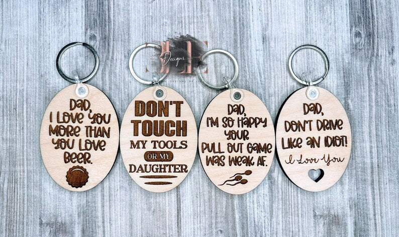 Personalized Custom Funny Keychains for Dad, Fathers Day Gift, Sarcastic Sayings On Keychains for Him, Gift for Dad from Kids, Gift for Him