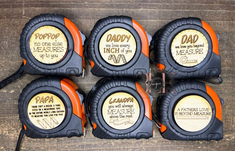 Measuring Tape with Engraved Wooden Disc Sayings, Father’s Day Gift, Custom Gift, Personalized Gift for Grandpa, Birthday Gift Idea for Him