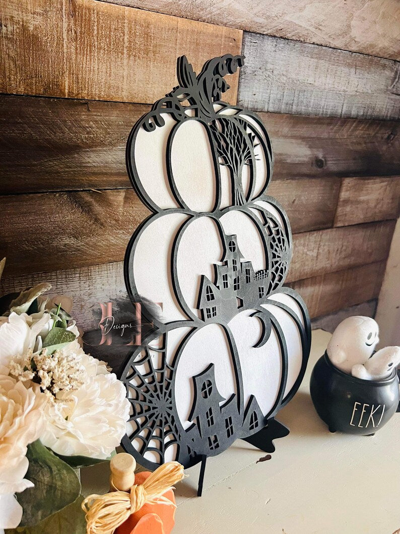 Wooden Halloween Pumpkin Decorations, Black Wooden Pumpkin, Decorations For Halloween Wedding, Cute Halloween Decor, Halloween Pumpkin Gift