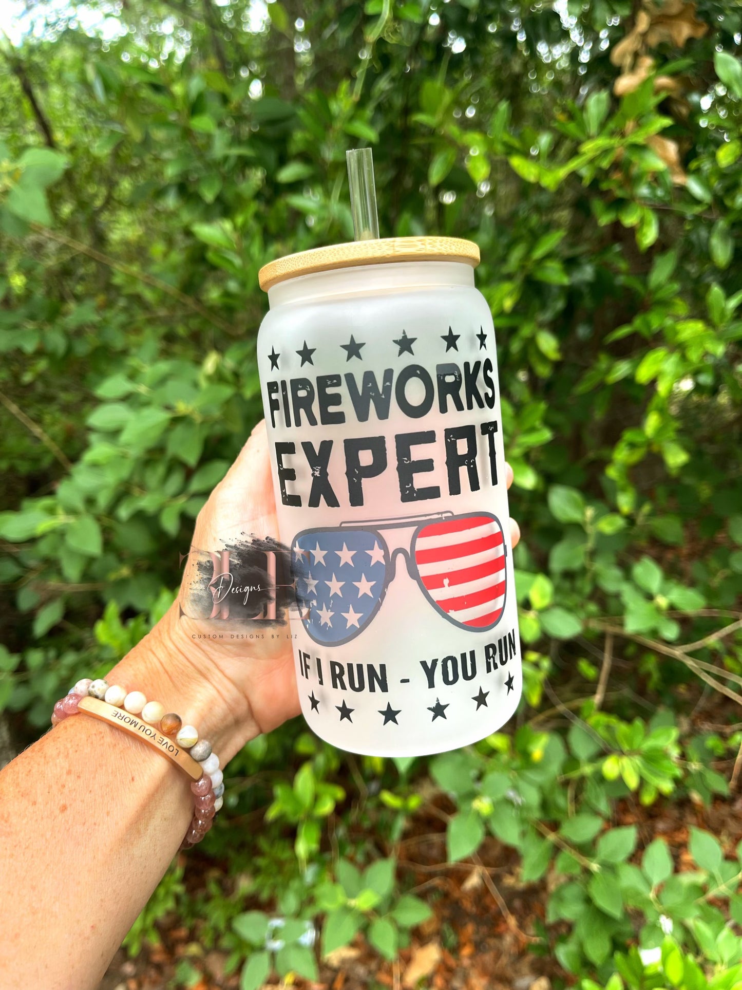 Firework Expert If I Run You Run Frosted Glass Cup , Firework Glass Cup, Funny Glass Cup, Funny 4th Of July Cup, Funny Gift For Friend