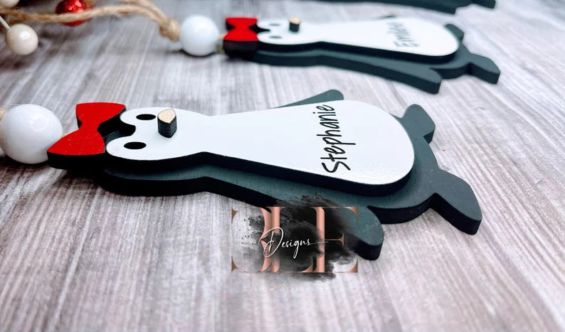 Personalized Christmas Penguin Ornaments, Custom Ornaments, Name Ornaments, Kids Custom Ornaments, Grandma Gift, Gift for Her, Gift for Mom