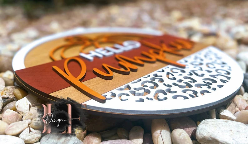 Hello Pumpkin Door Hanger, Fall Front Door Decor, Wooden Fall Door Hanger Pumpkin Sign, Front Door Sign, Front Door Fall Decorations