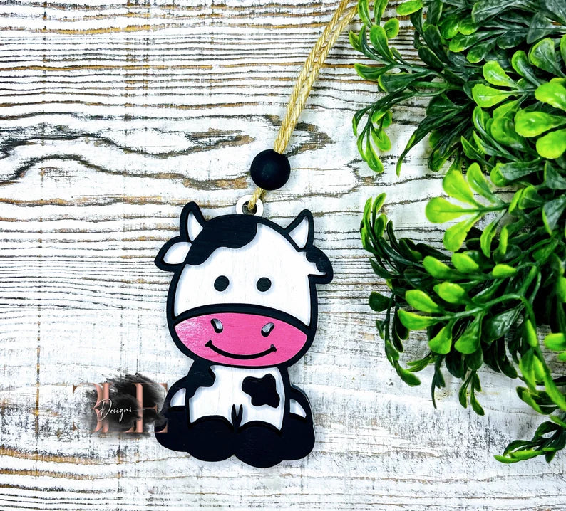 Not Today Heifer Wooden Car Charm, Moo Out The Way Bitch Car Charm, Cow Lover, Cow Ornament, Just A Girl Who Loves Cows, Farm Girl Cute Gift