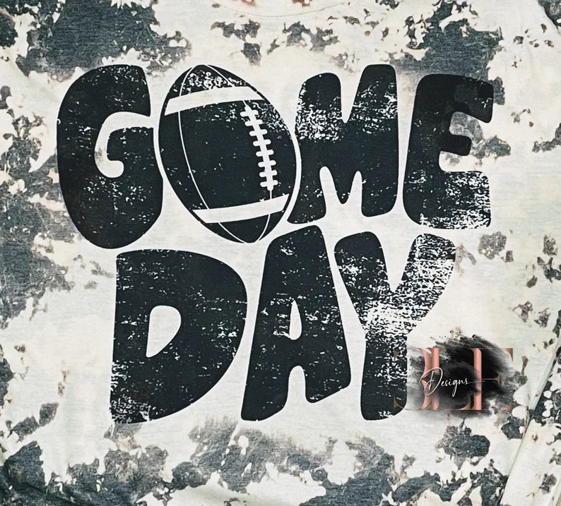 Game Day Football Bleached Sublimation Tshirt, Football Mom Shirt, Gift Idea For Mom, Tie Dye Bleached Football Shirt, Football Season Tee