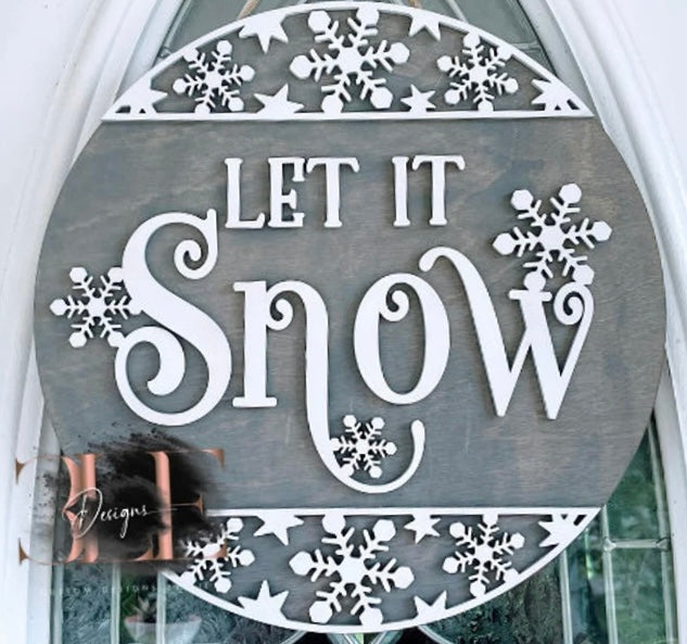 Let It Snow Wooden Door Hanger, Christmas Door Hanger, Winter Wreath, Let It Snow Door Sign, Front Door Decor, Winter Decorations, Gift Idea