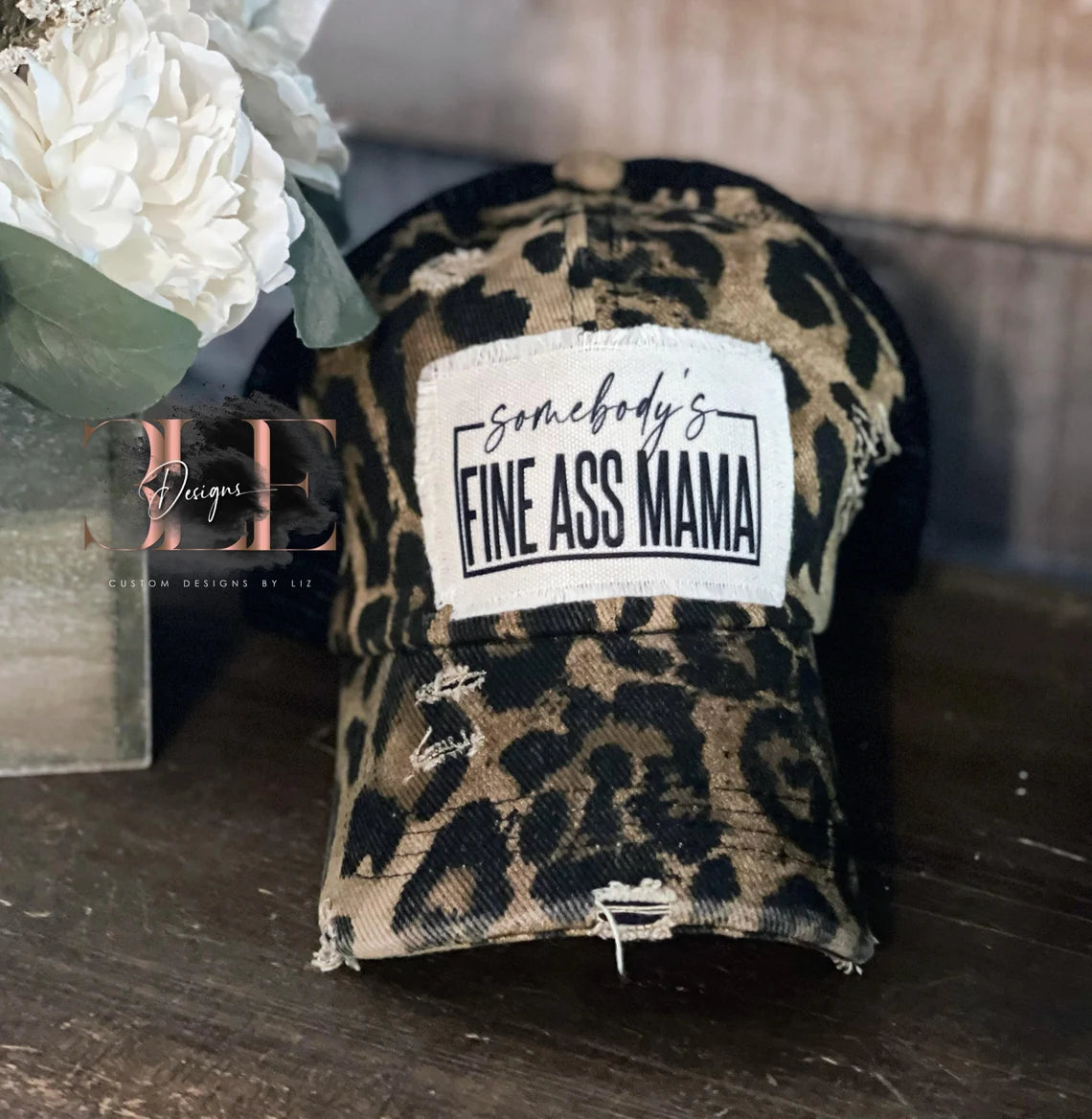 Somebody's Fine Ass Mama Ripped Ponytail Hat, Cute Baseball Cap, Leopard Print Hat, Ripped Truckers Hat, Cute Mom Hat, Gift Idea For Friend