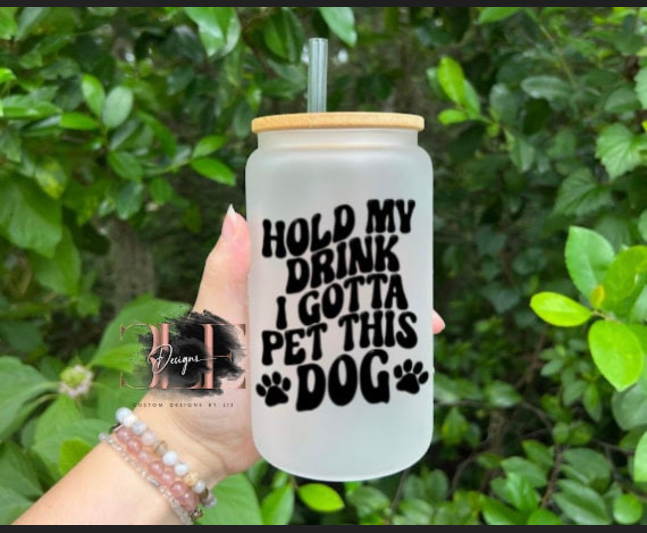 Hold My Drink I Gotta Pet This Dog Glass Cup, Funny Dog Cup, Dog Owner Gift, Dog Mom, Gift For Dog Lover, Gift For Women, Glass Tumbler