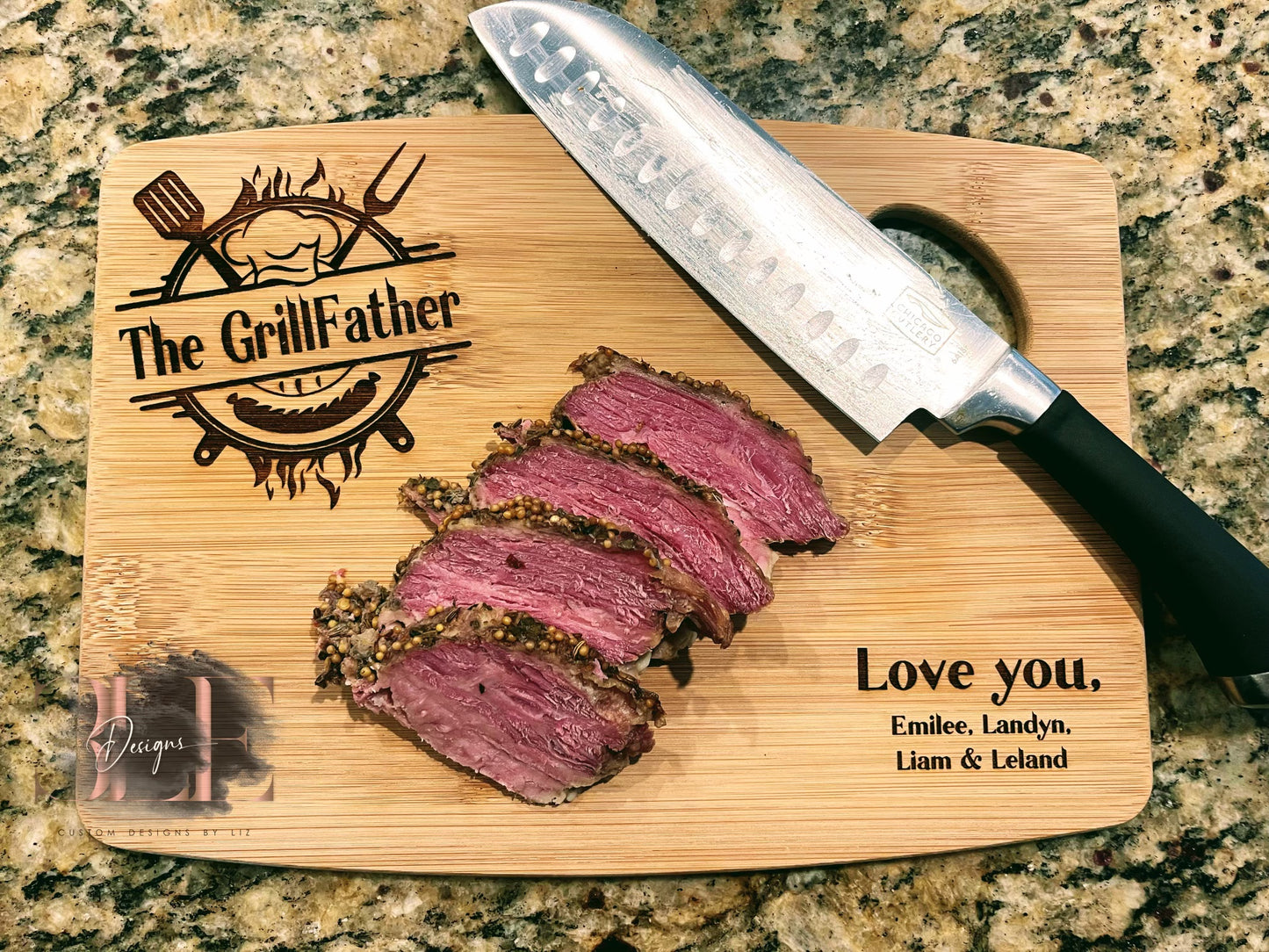 Personalized The GrillFather Engraved Wood Cutting Board, Custom Gift for Men, Father’s Day Gift, Gift for Dad, Gift for Grandpa, Gift Ideas
