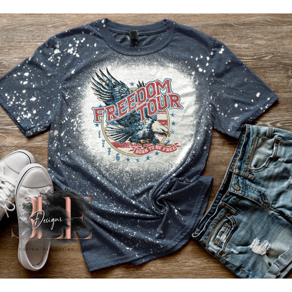 Freedom Tour Bleached Sublimation T-Shirt, American Bleached Tee, 4th of July Shirt, Patriotic Shirt Gift Idea, Merica Shirt