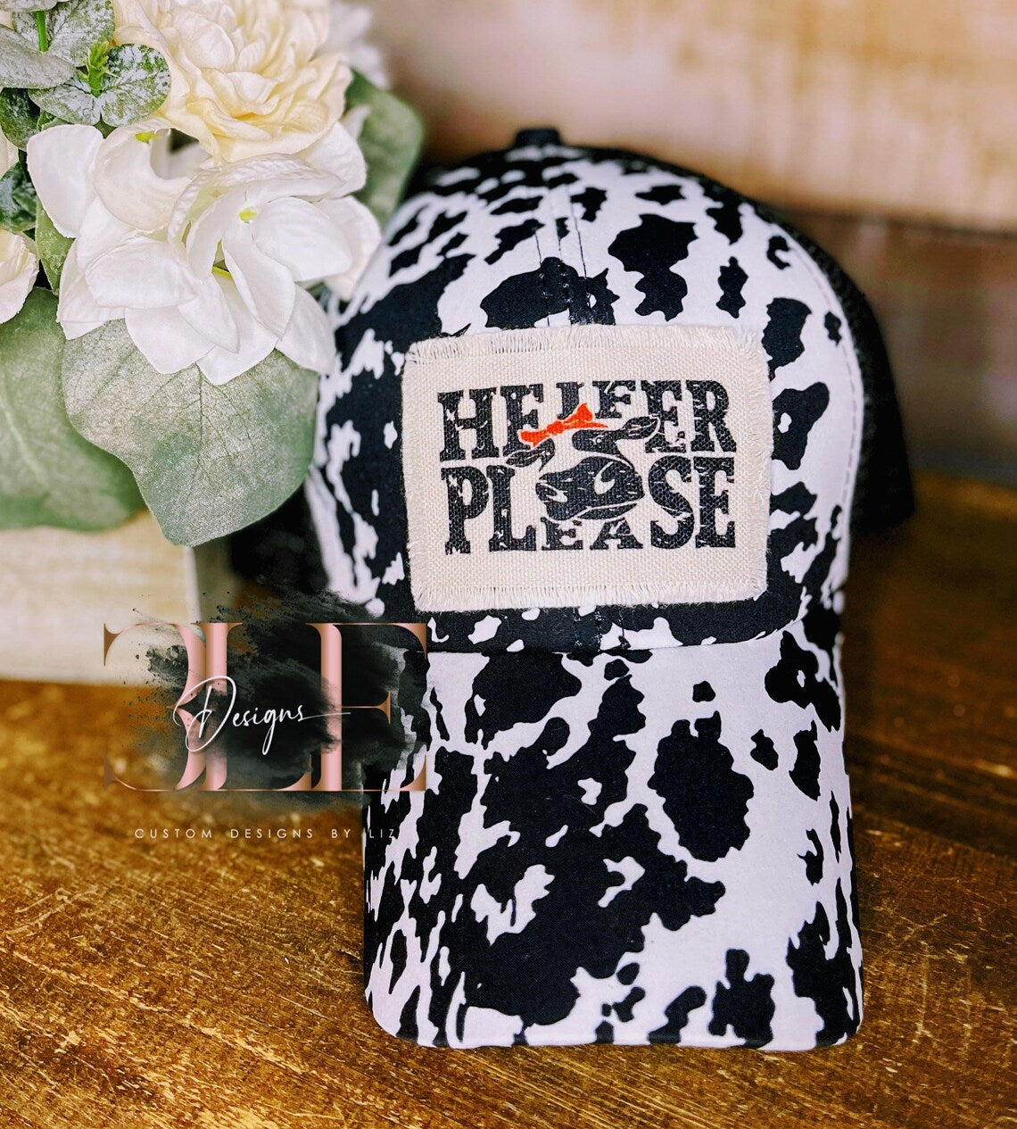 Hey Y'all Cow Print Hat, Heifer Please Cow Print Hat, Yeehaws And Hell Naws Hat, Cute Ponytail Hat, Cow Print Hat, Cow Lover Gift For Women