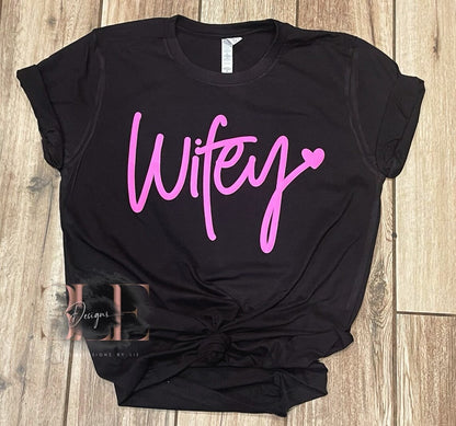 Wifey Hot Pink and Black T-shirt, Bachelorette Party Shirt, Bridal Shower Gift Idea, Cute Wifey Shirt, Graphic Tee for Women, Gift For Women