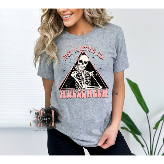 Waiting on Halloween Cute Halloween Shirt, Skeleton Halloween Tee, Halloween Party Shirt, Gift Ideas For Women, Funny Halloween Tee