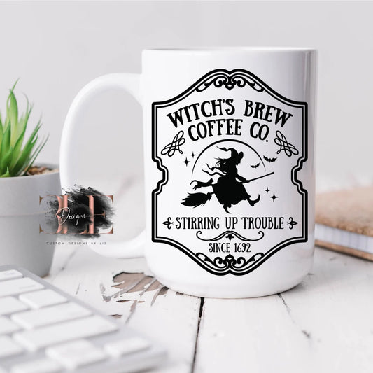 Witches Brew Coffee Stirring Up Trouble Since 1692 Coffee Mug Gift, Halloween Witch Coffee Cup, Coffee Mug Funny Gift Idea for Coffee Lover
