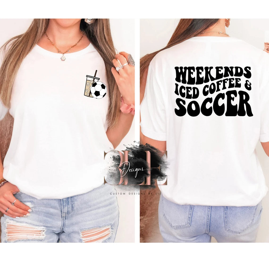 Weekends Ice Coffee & Soccer Graphic T-Shirt, Soccer Mom Sports Mom Shirt, Soccer Gift For Woman, Soccer Shirt For Women, Cute Soccer Tee