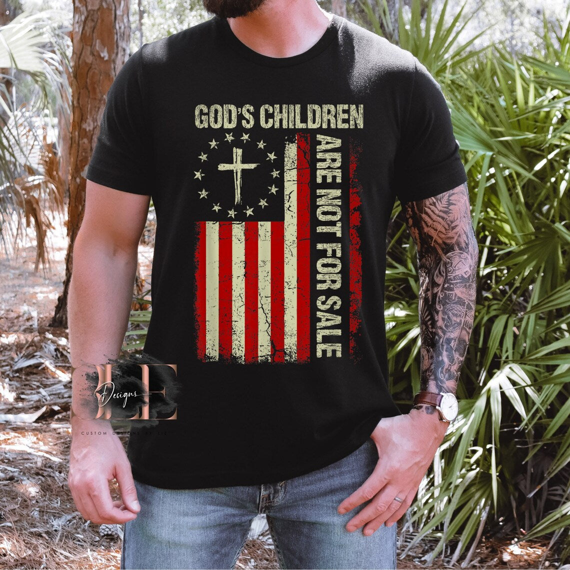God's Children Are Not For Sale Mens Graphic T-shirt, Stop Child Trafficking Shirt, Protect Our Children Shirt, Patriotic Mens Shirt Cross