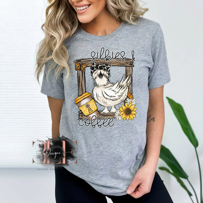 Silkies and Coffee Cute Shirt For Women, Cute SIlkie Chicken T-shirt, Crazy Chicken Lady Gift Idea, Cute Gift For Friend, Cute Chicken Shirt