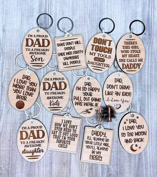 Personalized Custom Funny Keychains for Dad, Fathers Day Gift, Sarcastic Sayings On Keychains for Him, Gift for Dad from Kids, Gift for Him