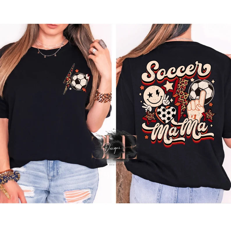 Retro Mama Graphic T-Shirt, Soccer Mama Tee Sports Mom Shirt, Soccer Mama Soccer Gift For Woman, Soccer Shirt For Women, Cute Soccer Tee