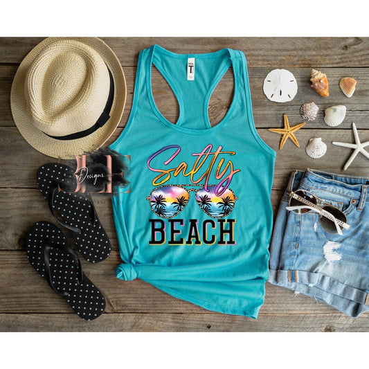 Salty Beach Tank Top, Cute Beach Tank, Beach Shirt, Cute Gift For A Woman, Summer Time Tank Top, Racerback Tank, Cute Salty Beach Tank