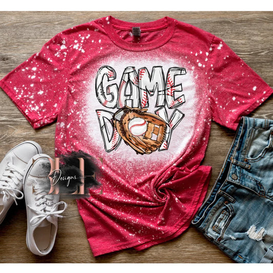 Game Day Bleached Baseball Mom T-Shirt, Funny Baseball Bleached Shirt, Baseball Mama, Crazy Baseball Mom, Sports Mom Shirt