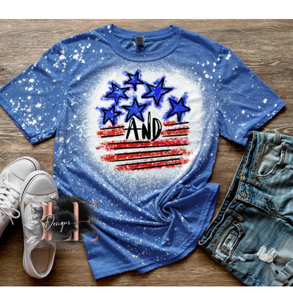 Star And Stripes Bleached Shirt, Patriotic T-Shirt, Cute Bleached Tee, Gift For Her, 4th Of July Bleached Shirt, Independence Day Shirt