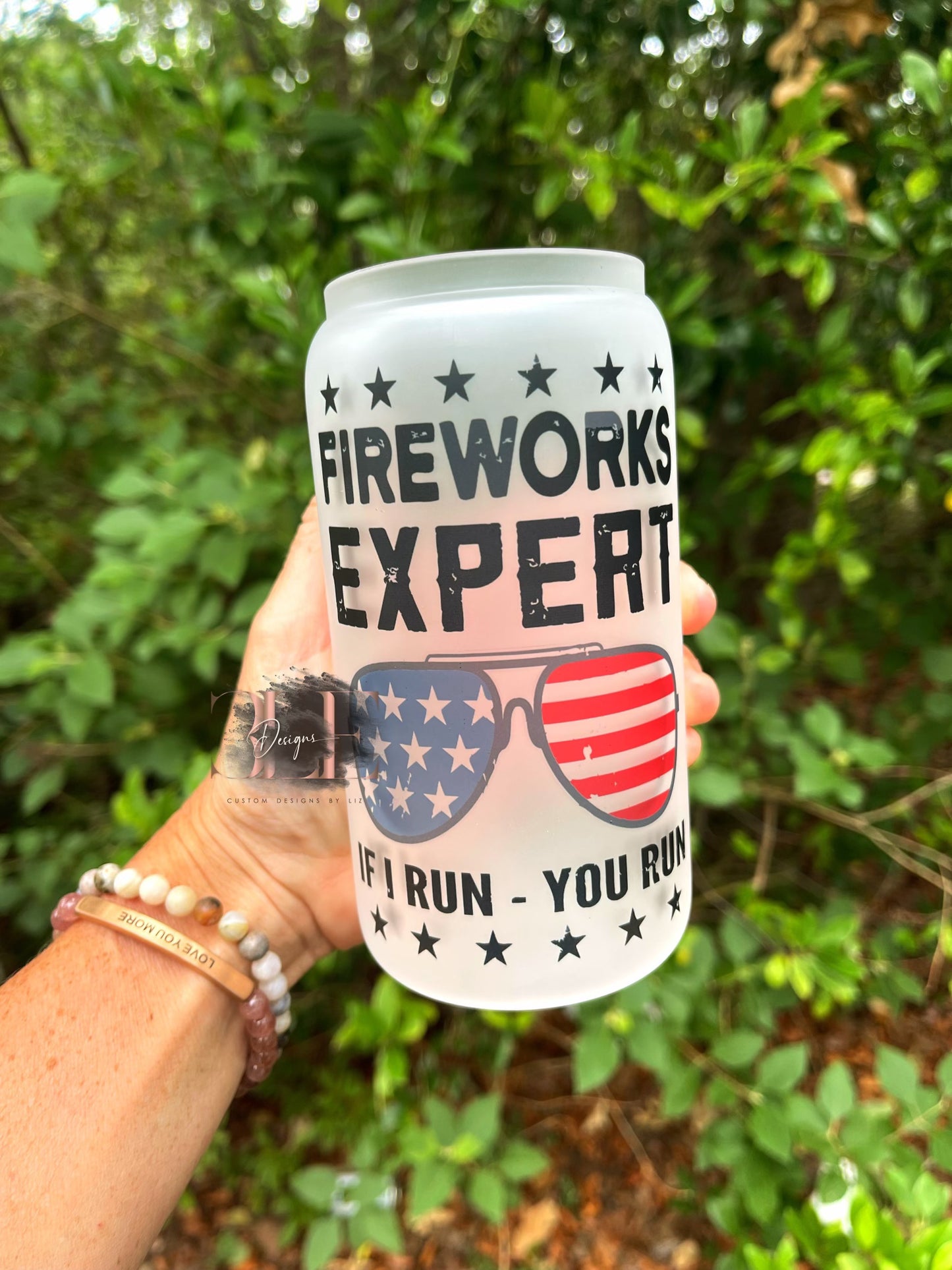 Firework Expert If I Run You Run Frosted Glass Cup , Firework Glass Cup, Funny Glass Cup, Funny 4th Of July Cup, Funny Gift For Friend