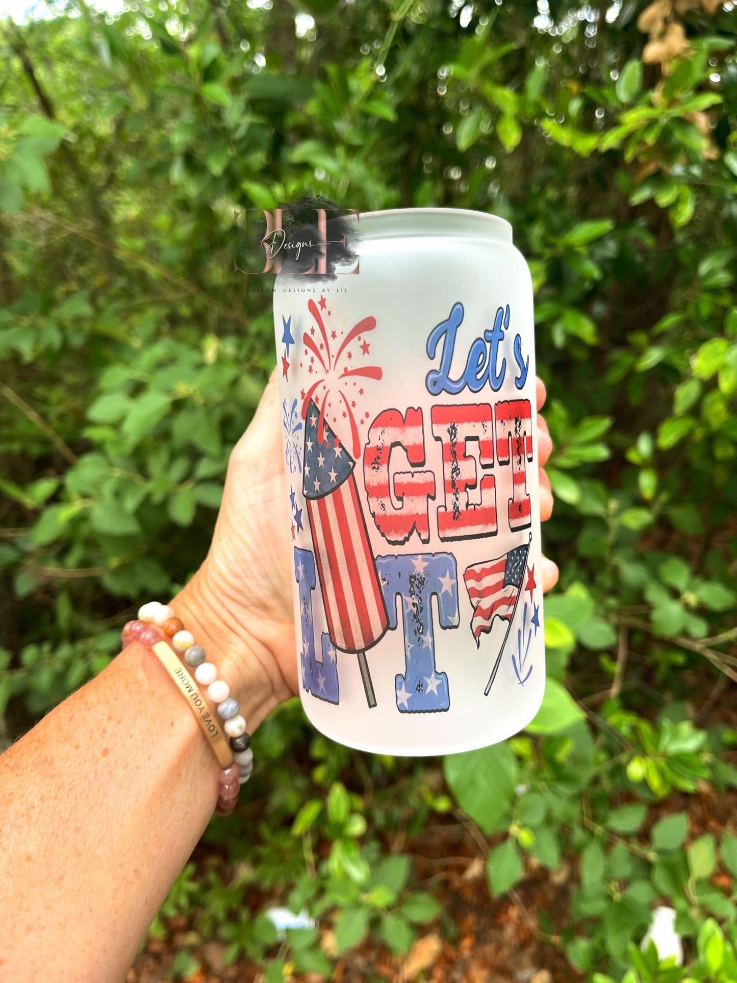 Let’s Get Lit Funny 4th Of July Glass Cup, Funny Gift For Friend, Cute Party Cup, Funny Glass Tumbler, Cute Glass Cup, Gift For Women