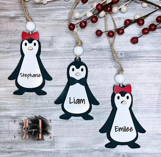 Personalized Christmas Penguin Ornaments, Custom Ornaments, Name Ornaments, Kids Custom Ornaments, Grandma Gift, Gift for Her, Gift for Mom