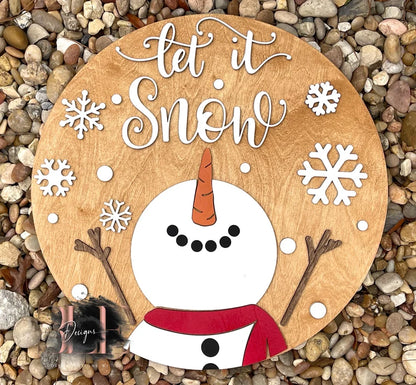 Snowman Let It Snow Door Hanger, Snowman Door Sign, Let It Snow Door Decorations, Christmas Door Wreath, Front Door Winter Decoration Ideas