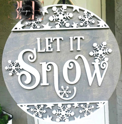 Let It Snow Wooden Door Hanger, Christmas Door Hanger, Winter Wreath, Let It Snow Door Sign, Front Door Decor, Winter Decorations, Gift Idea